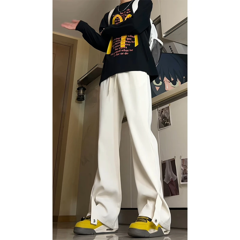 cleanfit铆钉垂感西裤男秋季直筒微喇显瘦弯刀裤子潮牌百搭休闲裤
