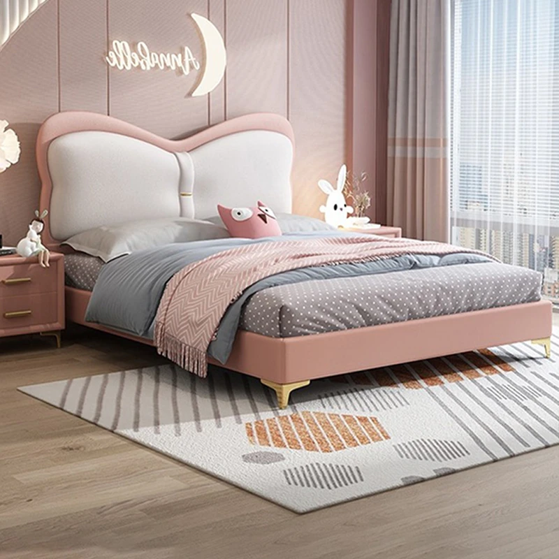 儿童床女童公主床实木单人床卡通大床青少年学生床储物单人公主床