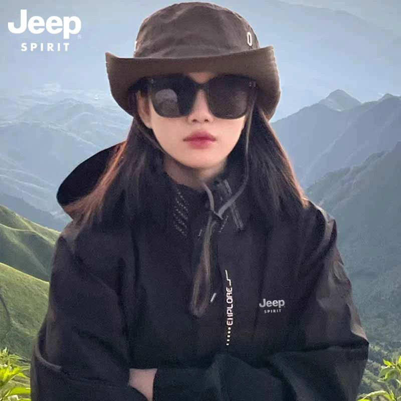 JeepSpirit冲锋衣女秋冬季外套防风防水三合一可拆卸登山服男