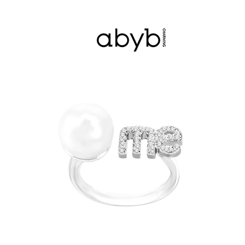ABYBCHARMING 925银仿珍珠戒指 如葆赤子A轻奢小众指环时尚设计师