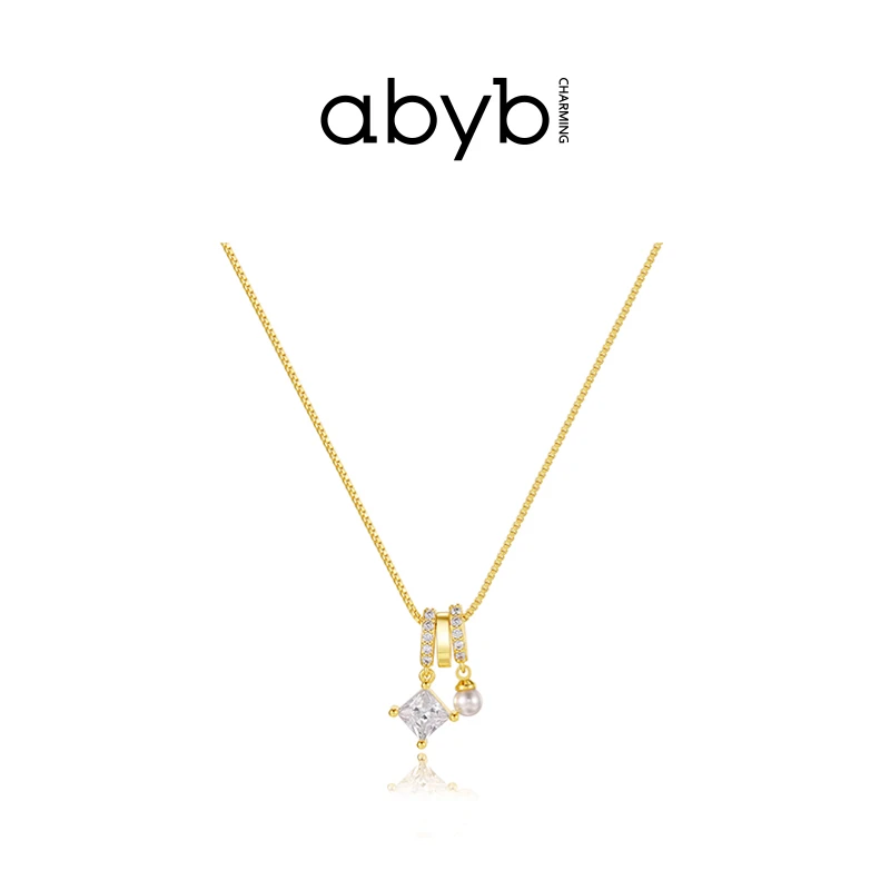 ABYBCHARMING 铜合金合成锆石项链 年轮回音项链气质轻奢小众
