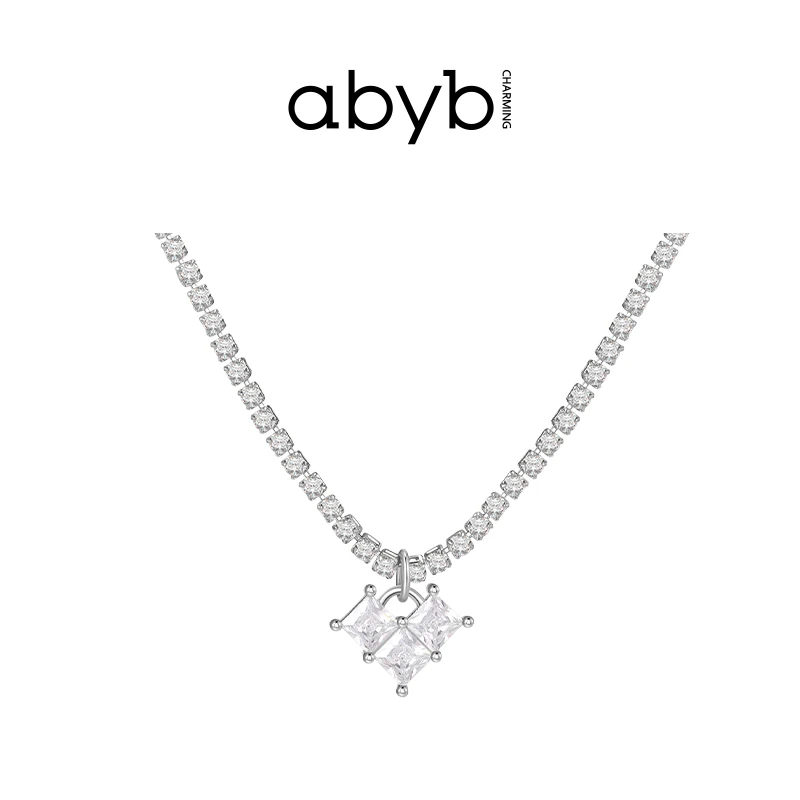 ABYBCHARMING 铜合金合成锆石项链 秘语项链小众坠链设计感时尚