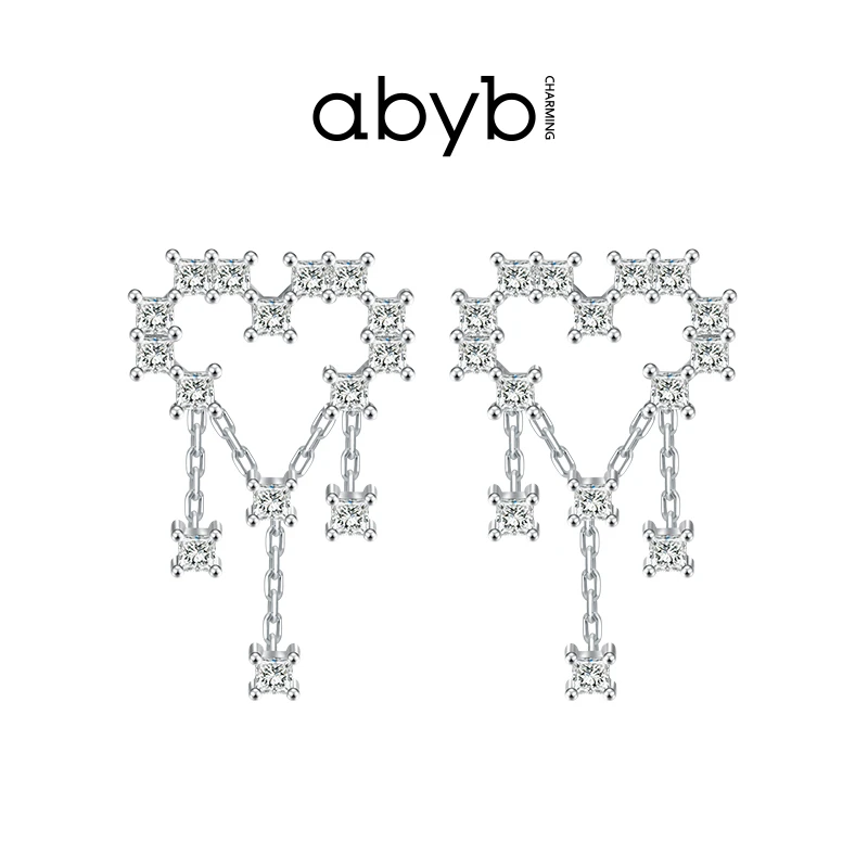 ABYBCHARMING 铜合金合成锆石耳饰 耳语耳环高级轻奢时尚耳钉爱心