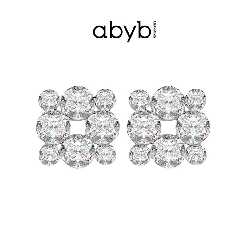 ABYBCHARMING 铜合金玻璃耳饰 锦簇耳钉高级设计珠光宝气系列闪耀