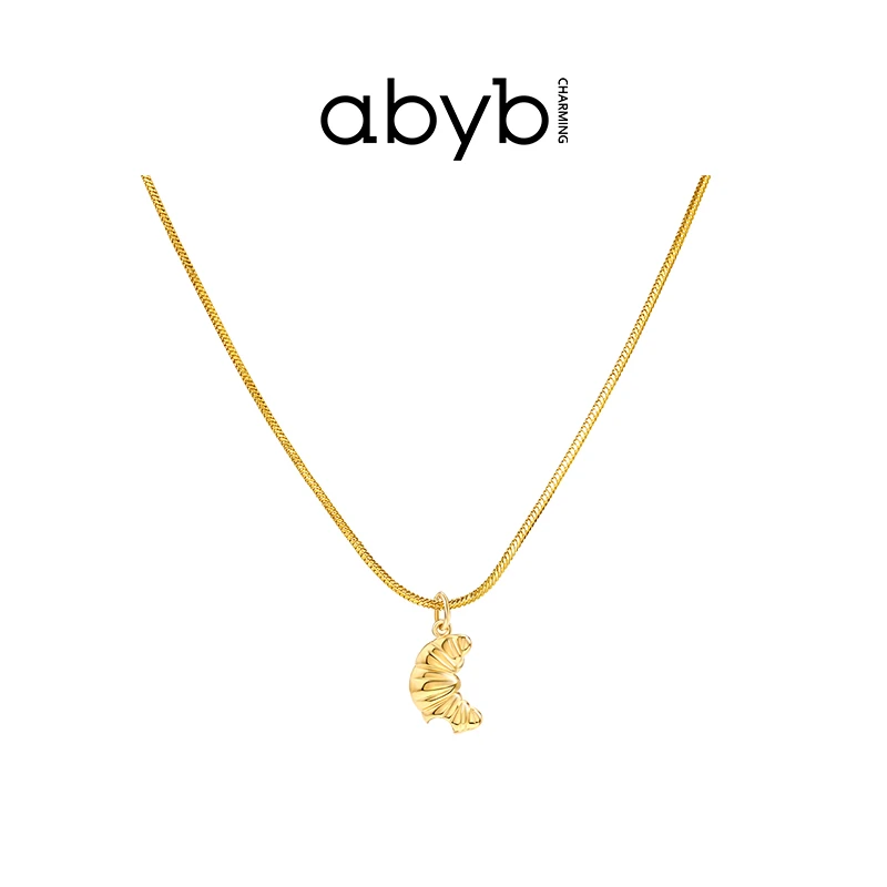 ABYBCHARMING 铜合金项链 牛角包项链气质轻奢简约精致坠链小众