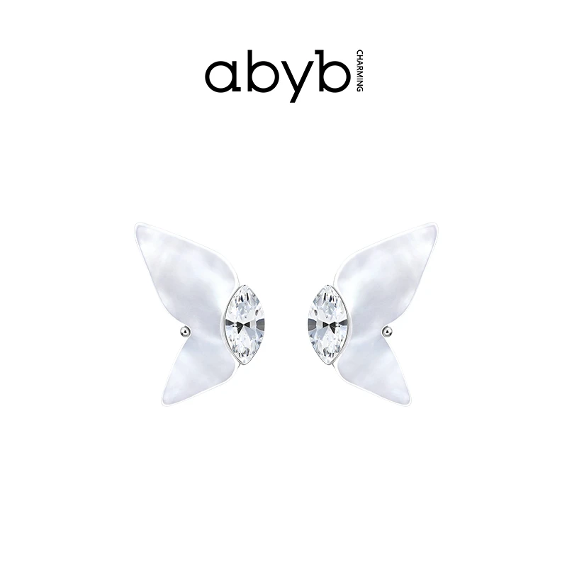 ABYBCHARMING 铜合金玻璃耳饰 听风 耳钉气质轻奢百搭简约设计感