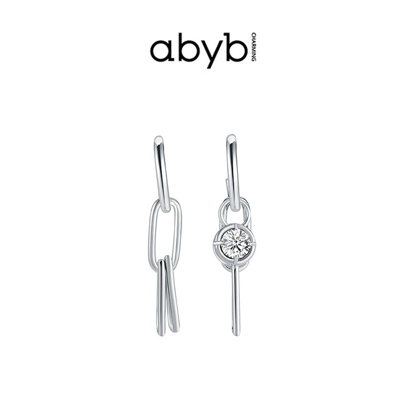 ABYBCHARMING 铜合金玻璃耳饰 玻璃耳饰橘子汽水耳环素款不对称