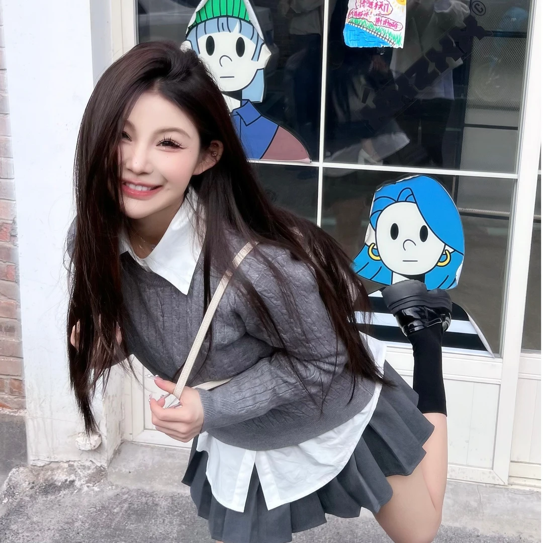 麻花套头圆领针织衫女秋冬2023新款刺绣战马毛衣百搭上衣女M66