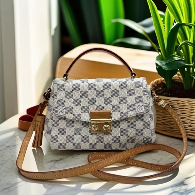 95新 LouisVuitton/路易威登 白棋盘格邮差包 919 6786