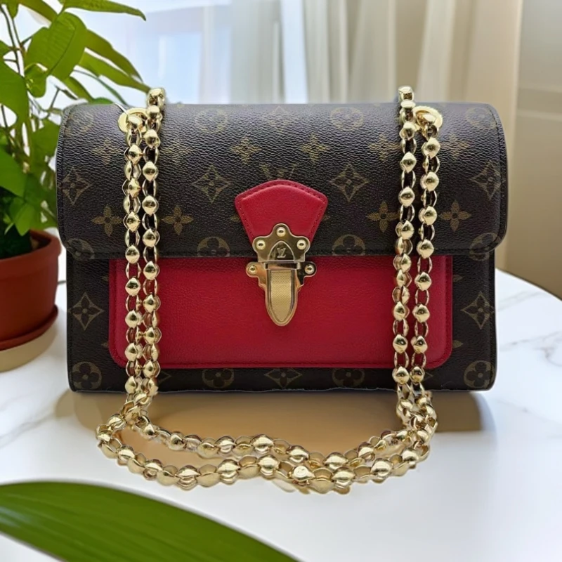 95新 LouisVuitton/路易威登 老花拼红维多利亚 900 3785