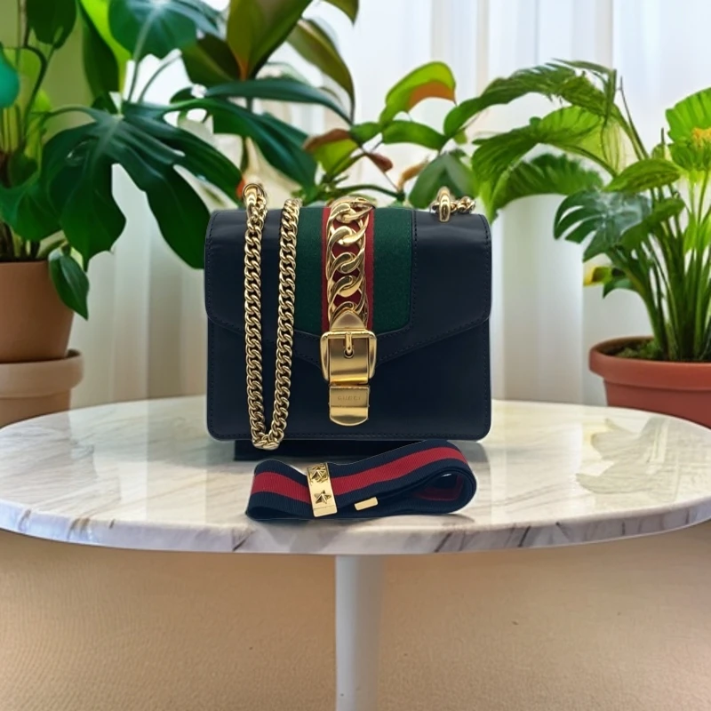 95新 GUCCI/古驰  SSS 黑色塞尔维亚包  707 3150