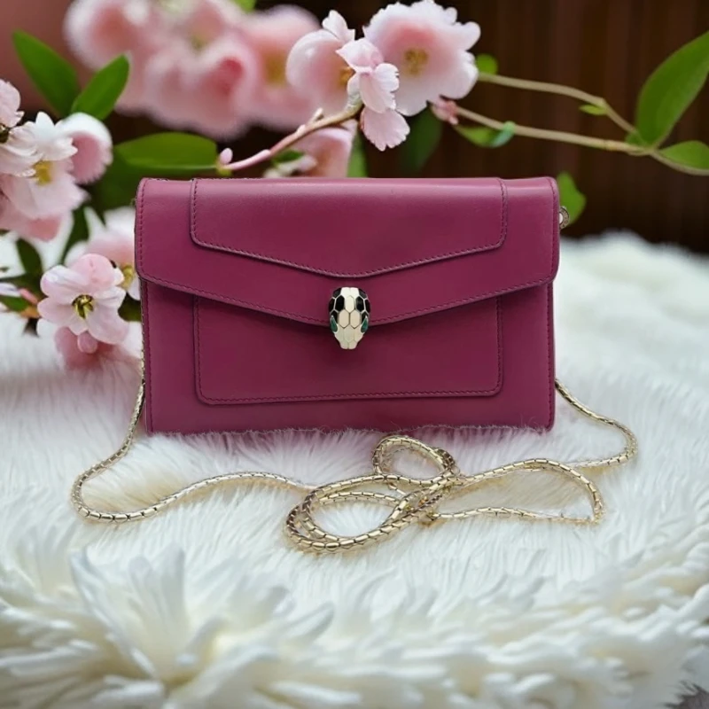 95新 BVLGARI/宝格丽 粉色蛇头包 909 2096