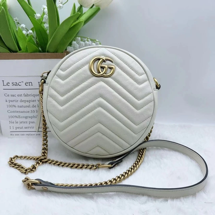 95新 GUCCI/古驰  白色圆饼 899 0618
