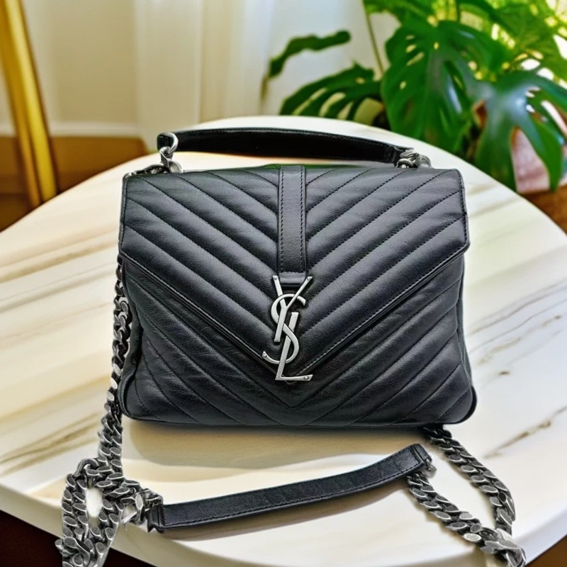 95新 YSL/圣罗兰  黑色邮差包 1026 2215