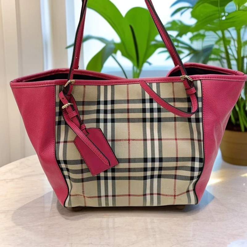 95新 BURBERRY/博柏利  战马系列格纹单肩包 909 4153