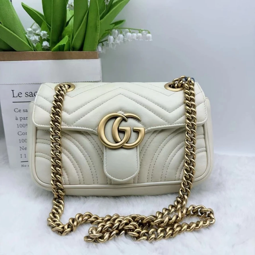 95新 GUCCI/古驰  白色马蒙22  889 6228