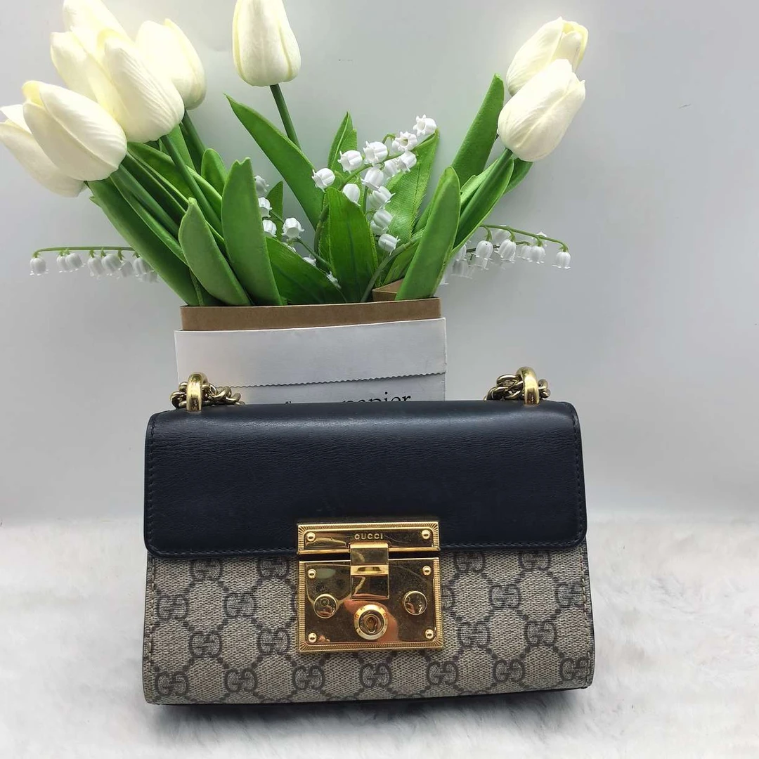 95新 GUCCI/古驰   老花拼黑皮月光宝盒 899 1143