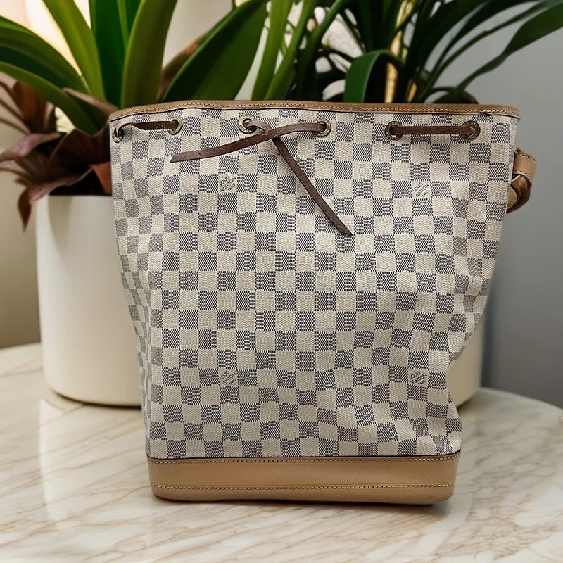 95新 LouisVuitton/路易威登 白棋盘格水桶 1092 4317