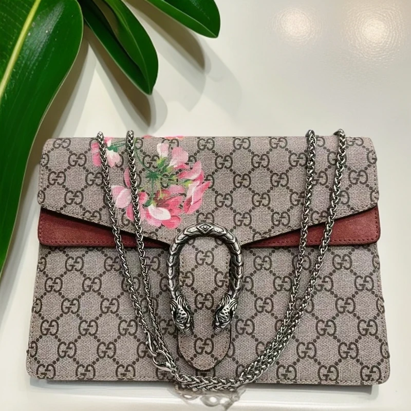 95新 GUCCI/古驰  老花花卉酒神链条包  1047 8272
