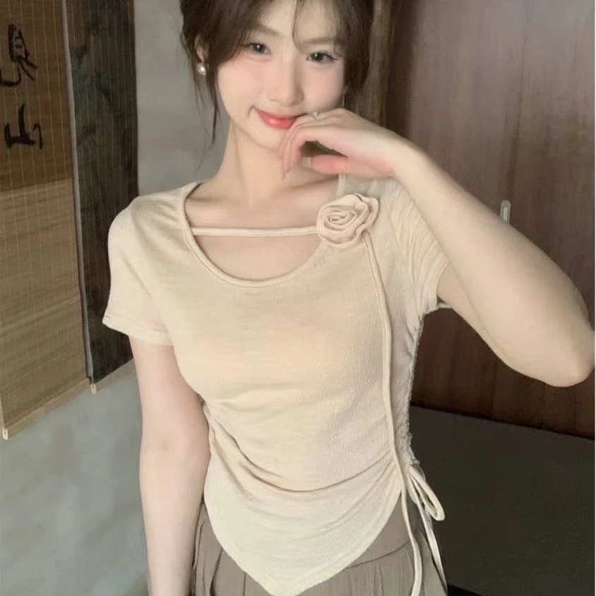 纯欲法式独特别致短袖T恤女装夏季甜辣绝美小众上衣2024新款爆款