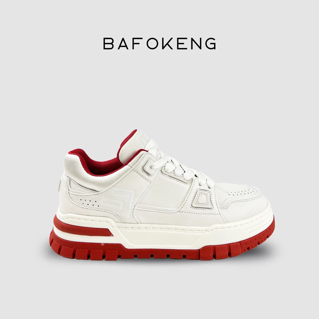 BAFOKENG巴弗肯头层牛皮运动板鞋休闲小白鞋透气潮流百搭秋季男鞋