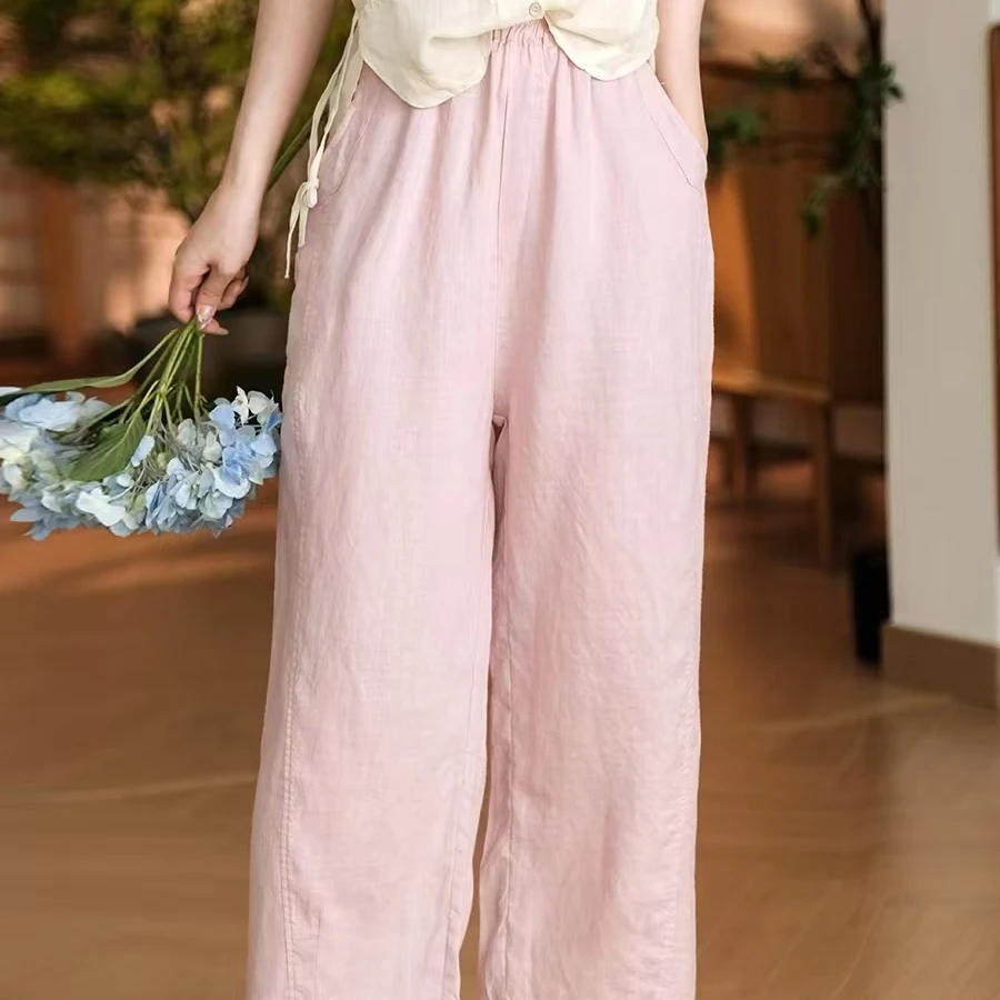 6853春夏新款时尚文艺显瘦百搭九分休闲裤W