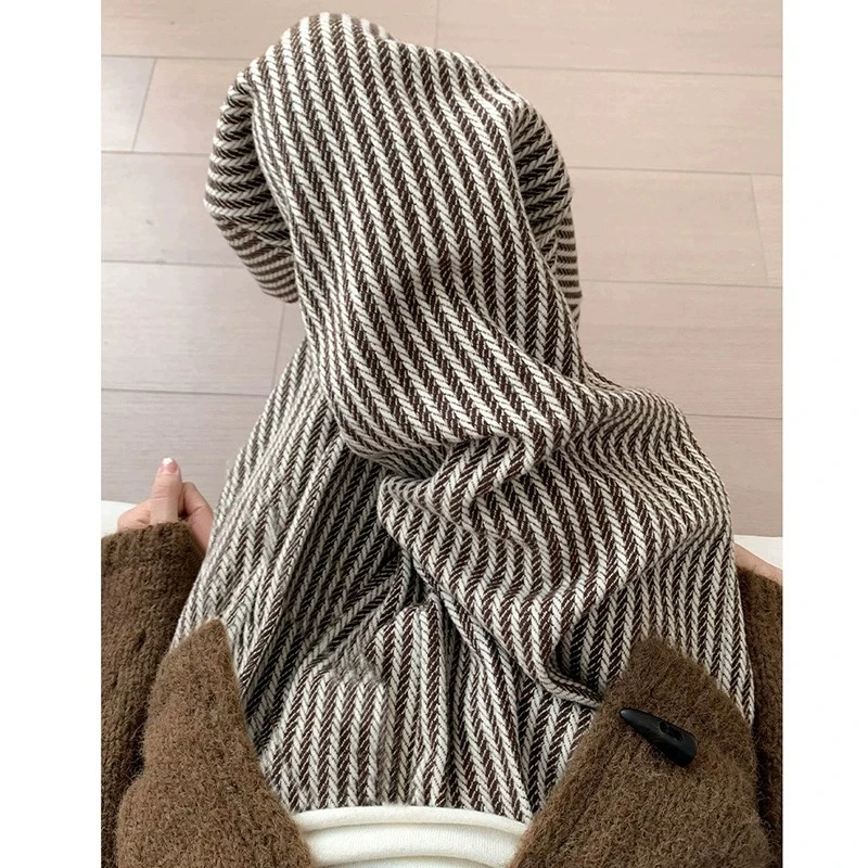 孕妇阔腿裤春秋款外穿毛呢条纹宽松阔腿裤保暖托腹加绒加厚秋冬装