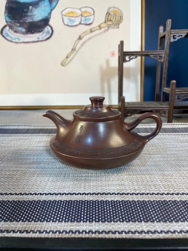 宜兴紫砂壶 云炉壶 石红泥料手工制作约230毫升
