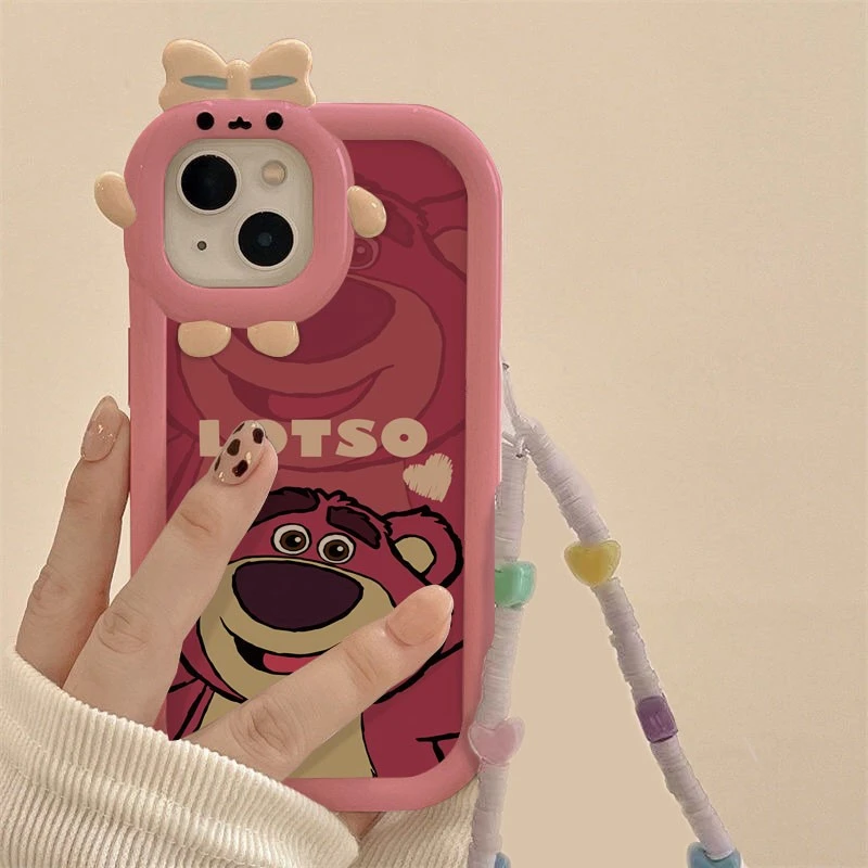 英文草莓熊新款怪兽镜头网红全包苹果/oppo/vivo/华为/小米手机壳