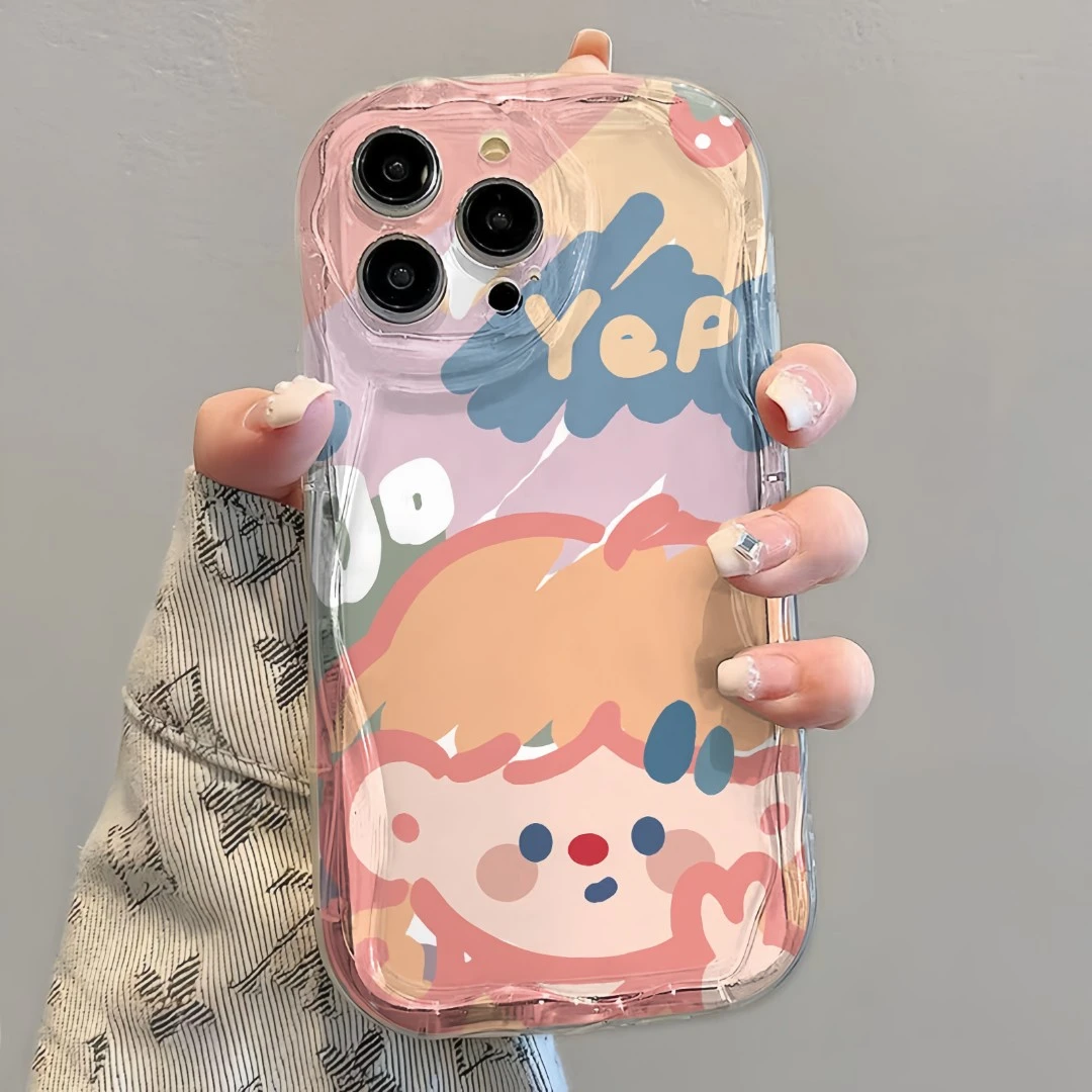 苹果华为oppo小米vivo可爱女孩闺蜜款奶油纹气囊防摔手机壳14软套