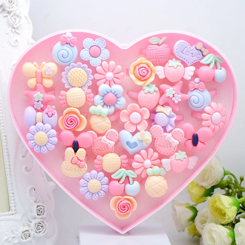 【3个/包】儿童卡通树脂戒指 糖果色指环 款式随机发