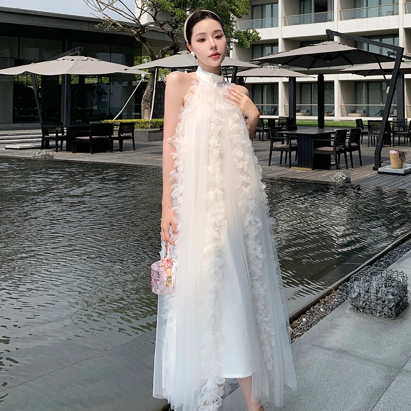 2024法式新娘古风挂脖轻婚纱小礼服结婚睡裙伴娘可外穿小白裙大码