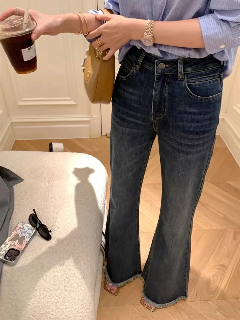 yaoyao推荐特别显瘦高弹牛仔喇叭裤#9313（清，原149）
