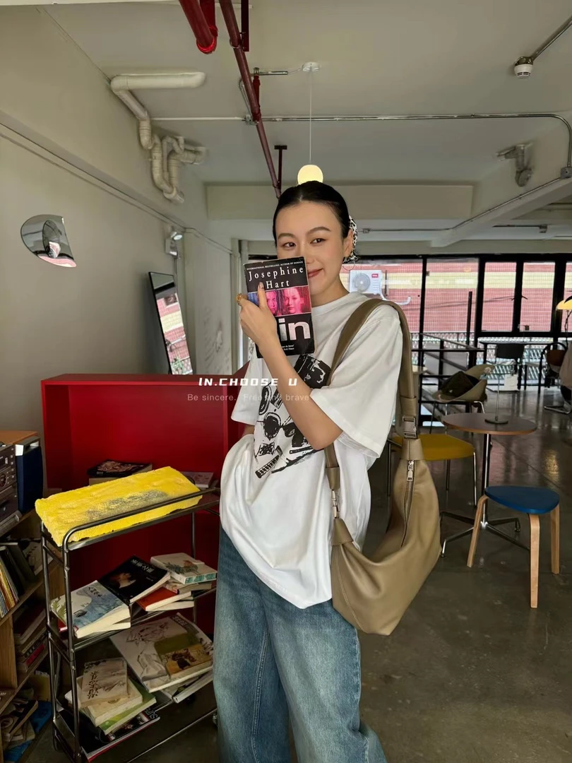 IN.choose u笑笑男友风百搭宽松短袖T恤#86553