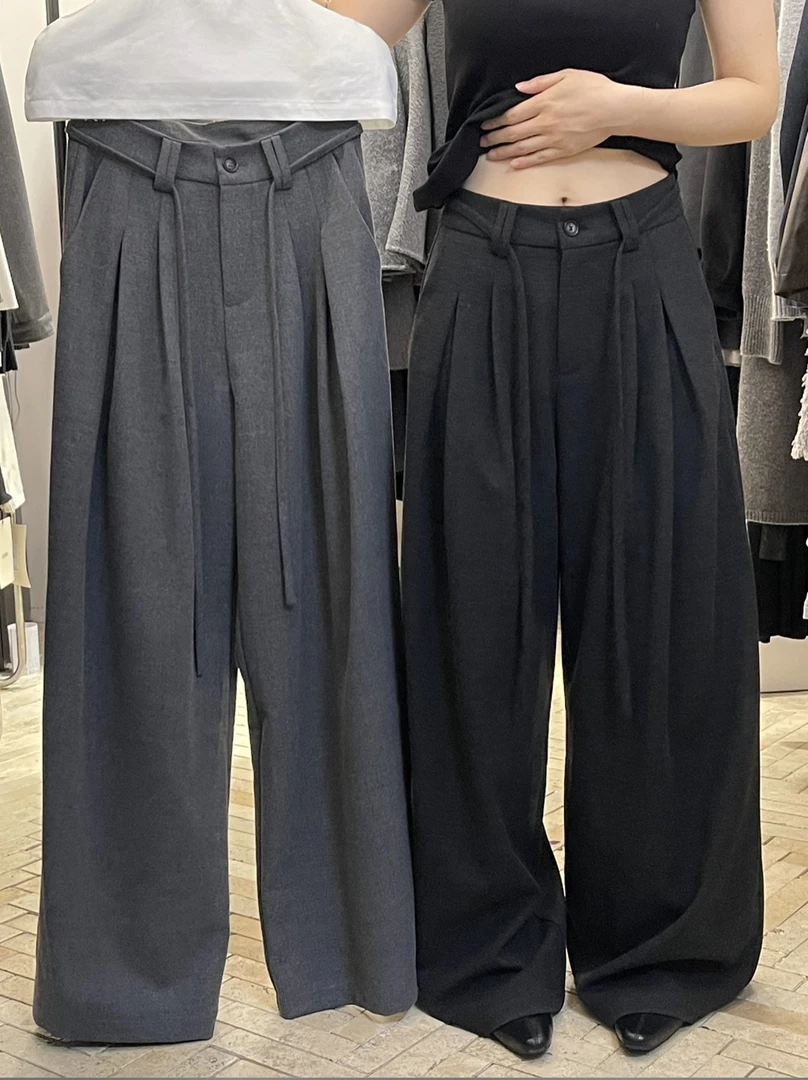 【THE LIMO】正正百搭显瘦高品质抽绳阔腿休闲裤(配腰绳)  5298#