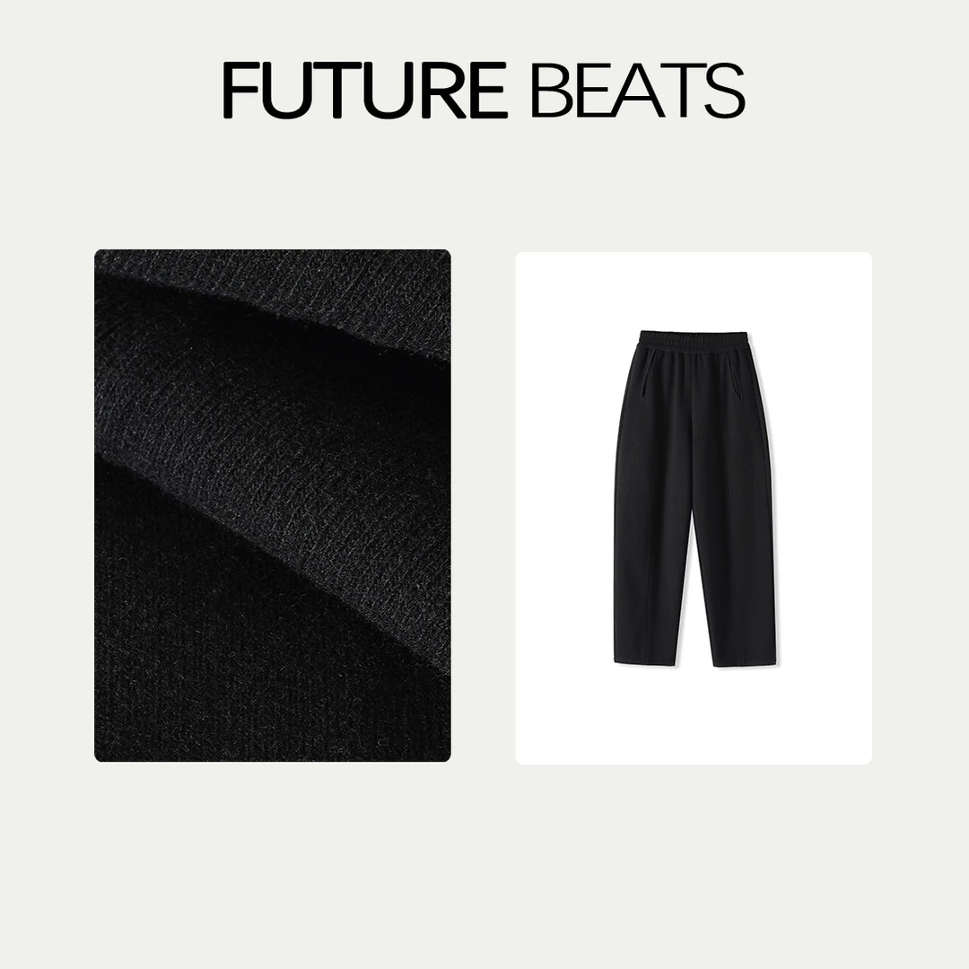 FUTURE BEATS休闲裤女秋冬新款休闲显瘦糯米裤直筒阔腿裤ZAD1006