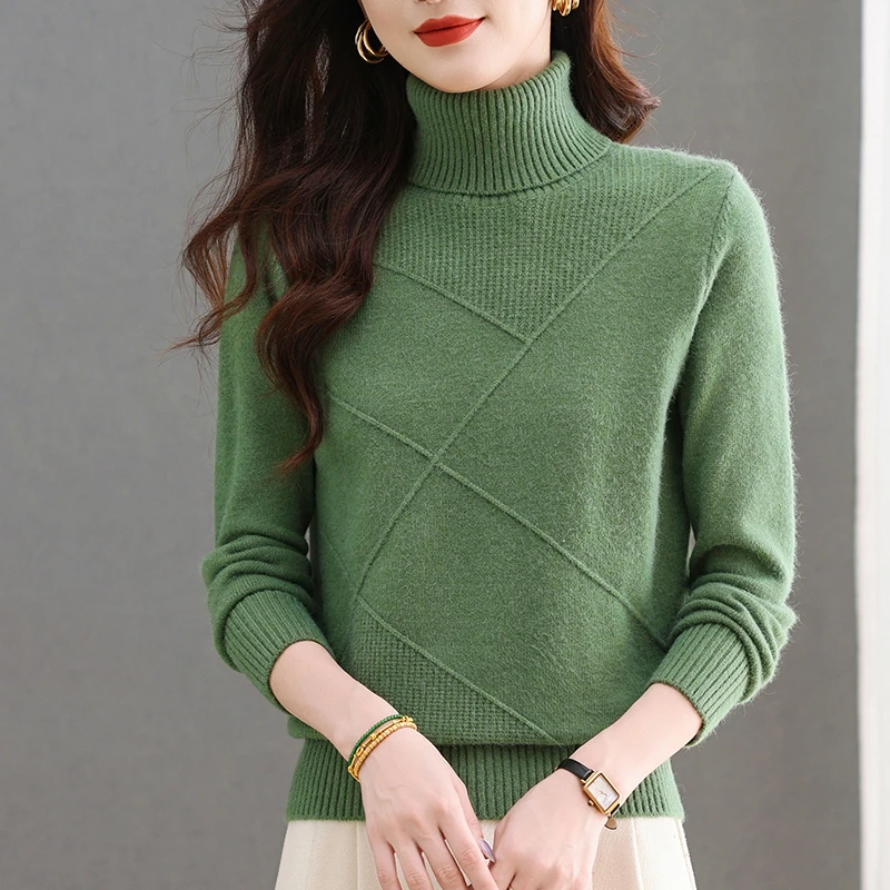 羊绒衫女冬季新款高领宽松短款高级感毛衣时尚百搭纯色羊毛打底衫