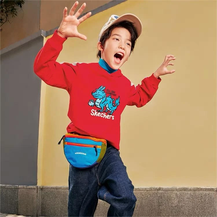 【龙年限定】斯凯奇萌娃拜年服男女童连帽印花龙年春季儿童卫衣