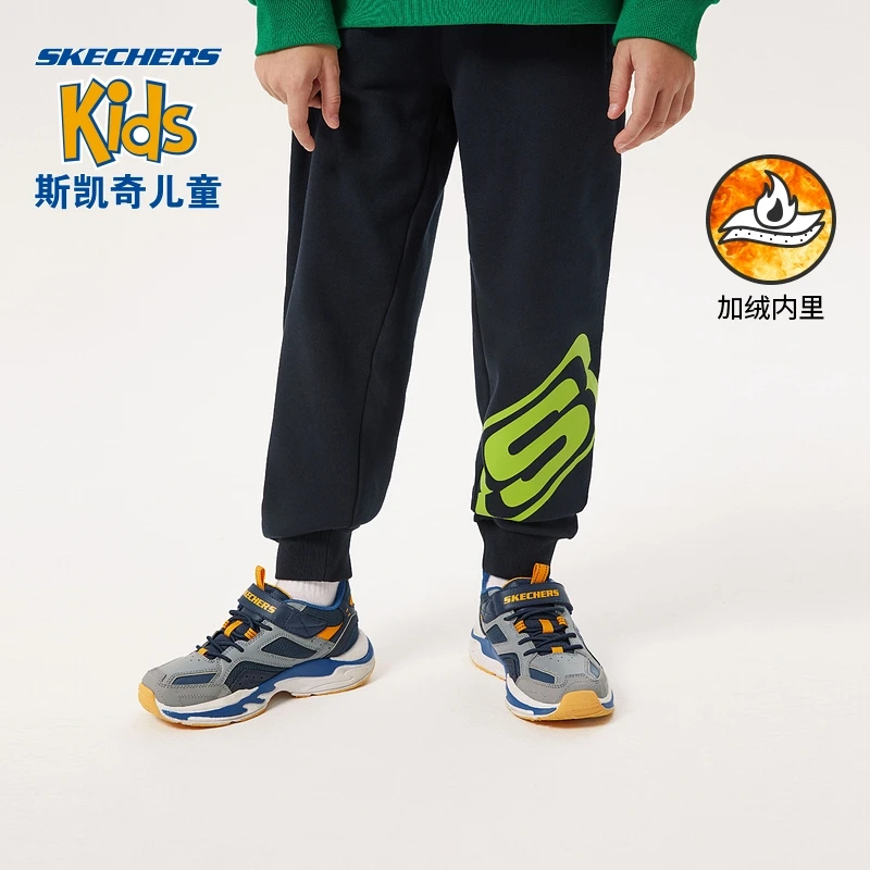 斯凯奇官方童装男女童加绒保暖舒适宽松休闲儿童运动长裤L420B117