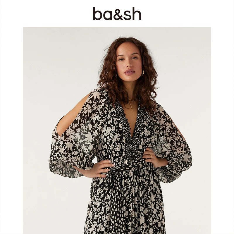 【过季款下架】ba&sh【明星同款】ba&sh森系度假风连衣裙1H23FANN