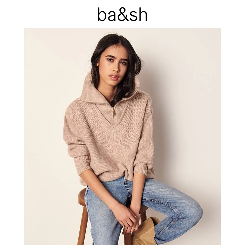 【下架】ba&sh秋冬羊毛软糯毛衣设计感立领套头上衣1H22VASS