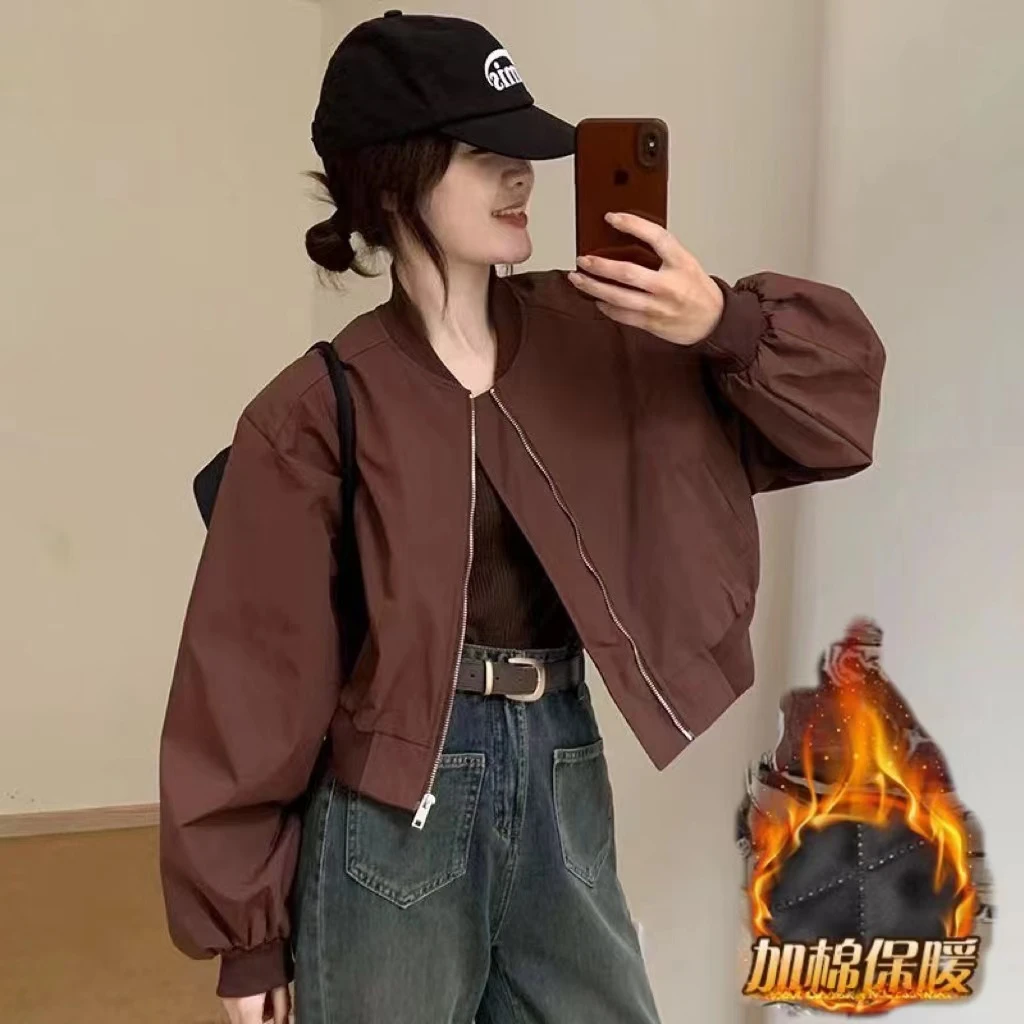 气质时尚小个子棒球服2024秋冬款韩版显瘦设计短款百搭上衣外套女