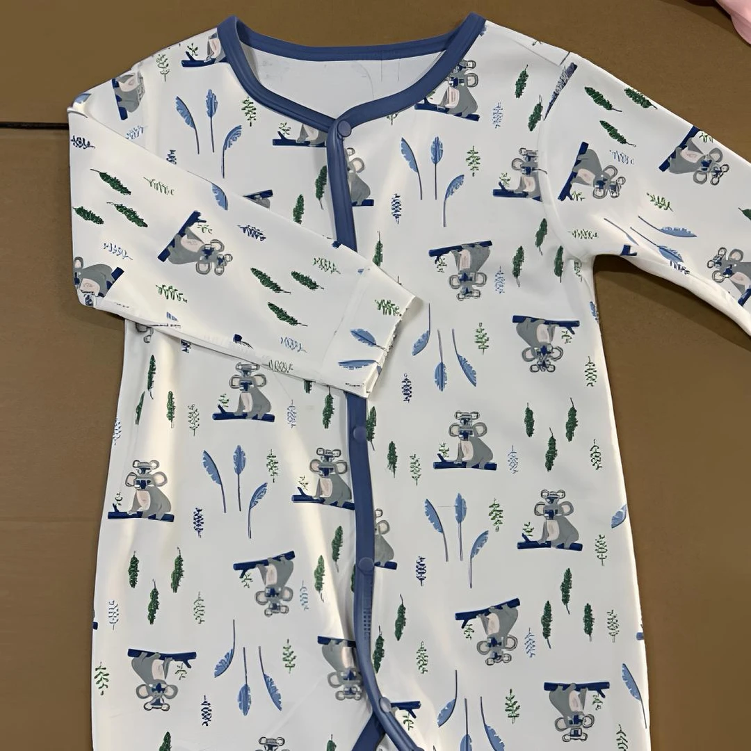 028【蓝色袋鼠】梵高造物婴幼儿卡通长袖哈衣无骨男女宝连体衣