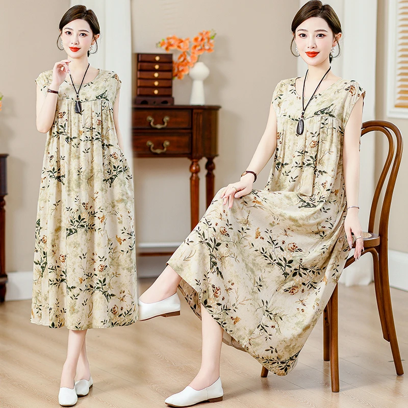 妈妈夏装连衣裙洋气中年女士夏季大码气质中老年2024新款碎花裙子