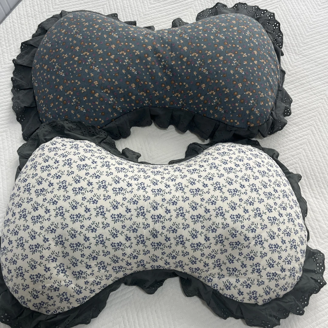 慧安妮塔花边蝴蝶枕荞麦壳助睡眠颈椎枕单人枕套成人枕头一只装