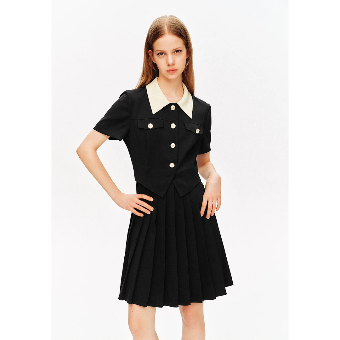 PSALTER诗篇 夏季新款学院风气质针织拼接连衣裙6C64205443