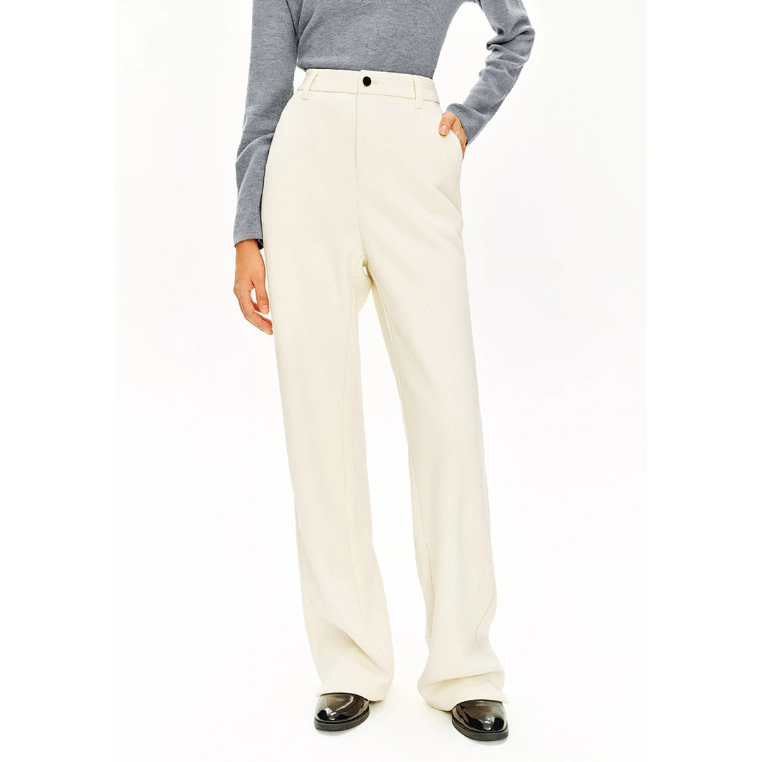 PSALTER诗篇冬款显瘦毛呢直筒百搭羊毛醋酸混纺休闲裤6C64520043