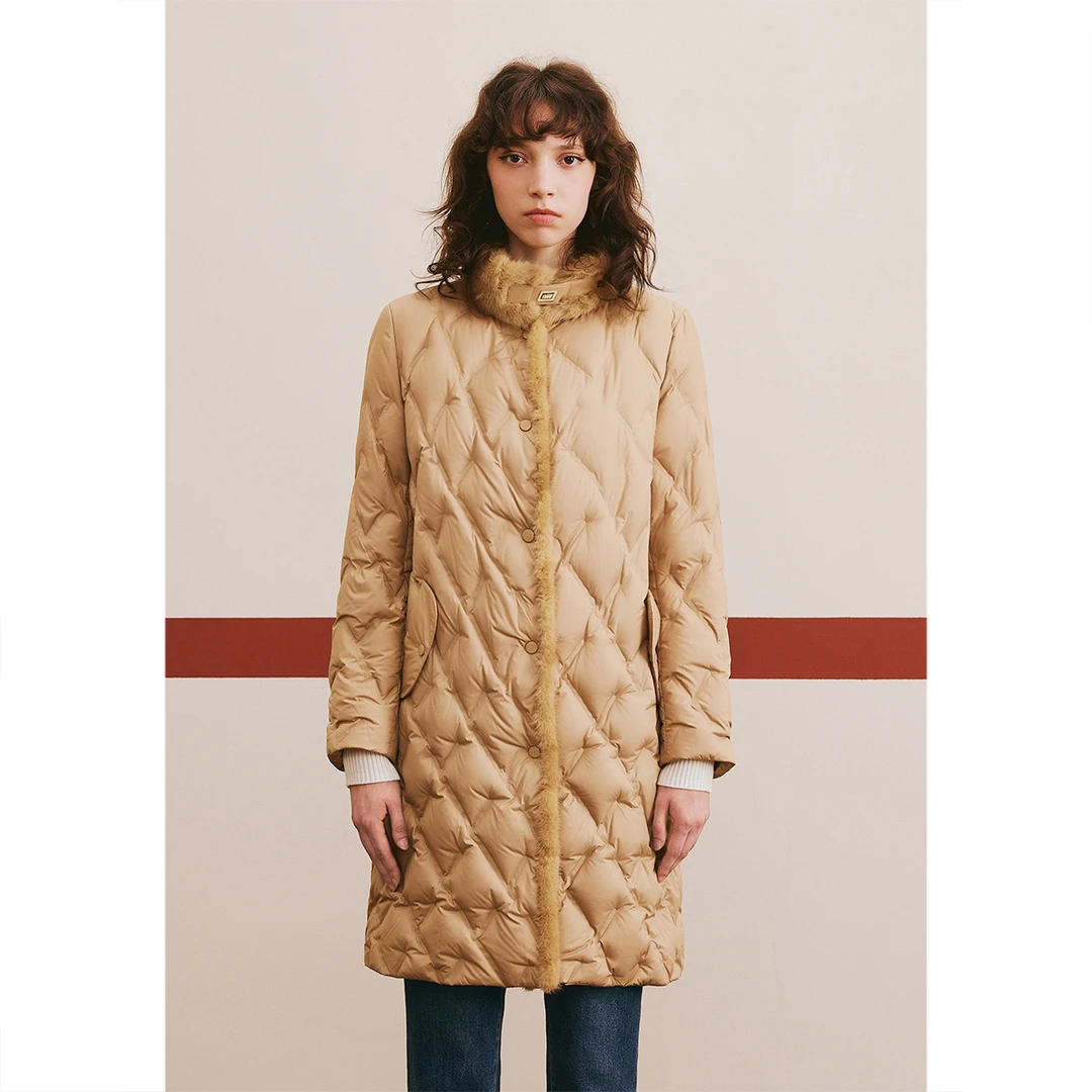 【质感老钱风】诗篇保暖水貂毛领优雅休闲白鹅绒羽绒服6C63508093