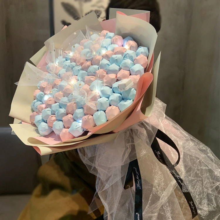 99颗雅客天天棒糖果花束棒棒糖花束送LED氛围灯成品网红七夕礼物