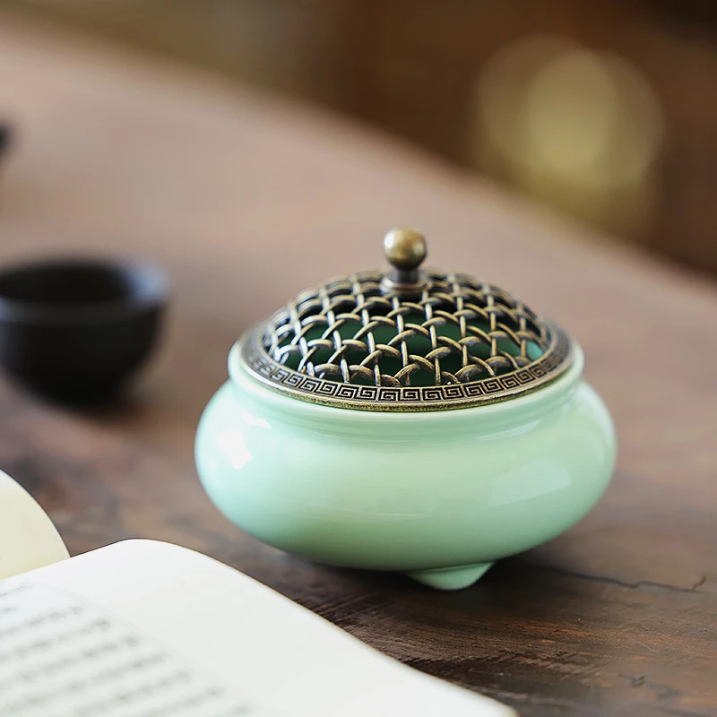 陶瓷香薰炉家用室内沉香檀香熏香香炉仿古盘香炉小香炉室内香薰